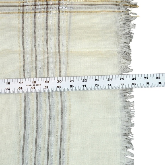 ECHO Made in Japan Vintage Cream Large Scarf Wrap with Metallic Threads - Picture 5 of 8